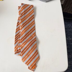 Brioni Vibrant Orange and Subtle Gray Striped Tie